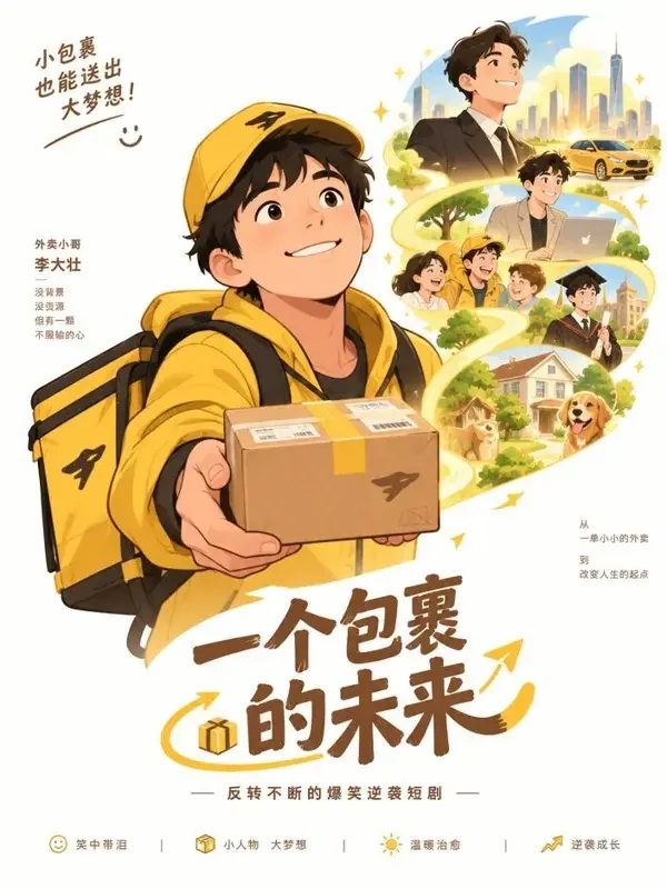 短剧《幸福包裹站》背景海报